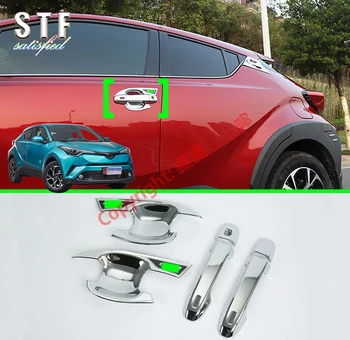 

ABS Chrome Car Decoration Door Handle Cover Trim Molding With Smart Hole & Door Bowl Trim For Toyota C-HR CHR 2017 2018 2019