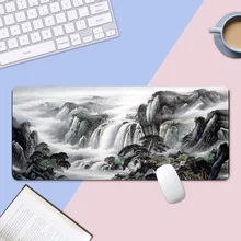 

2021 New Ink Painting Mouse Pad Black and White Gray Three-color Office Computer Non-slip Mouse Pad Extra Long Table Mat