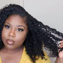 Peluca rizada mongol 3B 3C para mujeres negras cabello humano Afro rizado, pieza en U, corte de Bob corto, Belleza