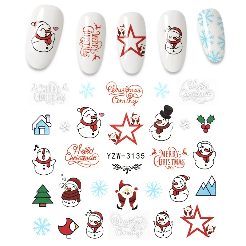 1Pcs Water Nail Sticker Christmas nail stickers DIY Slider for Manicure Art Watermark Decor | Красота и здоровье