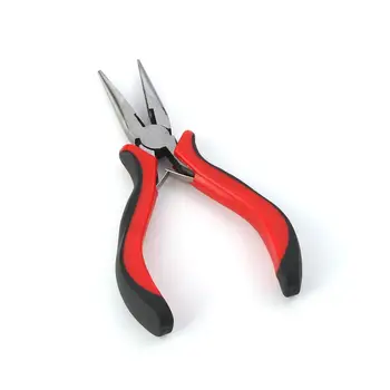 

DoreenBeads Iron Flat Nose Pliers Beading Jewelry Tool Making Hand Tools Black/Red Color DIY Jewelry 13.5cm(5 3/8"), 1 Piece
