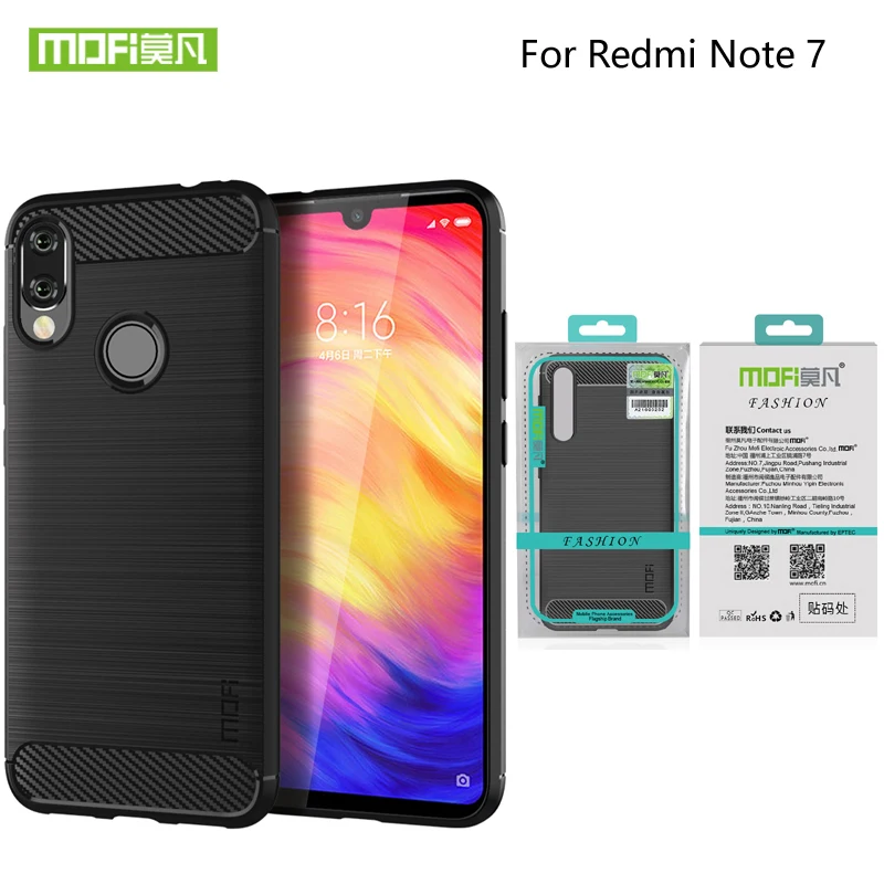 Mofi для Xiaomi Redmi Note 7 Pro чехлы из углеродного волокна чехлы для телефонов Силиконовые Мягкие модные ТПУ задняя крышка Redmi Note 7 чехол для телефона