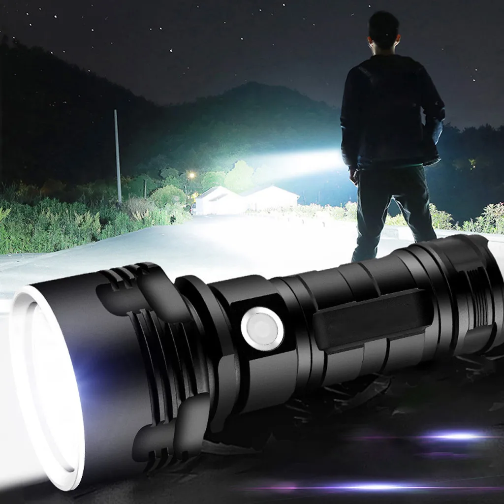 Powerful LED Flashlight Ultra Bright L2 Torch USB Rechargeable Switch Modes Waterproof Zoomable Camping Light Use18650 Battery