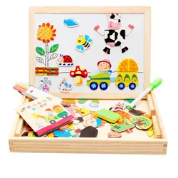 Доска для рисования, магнитная головоломка, двойной мольберт, детская деревянная игрушка, блокнот для рисования, подарок для детей