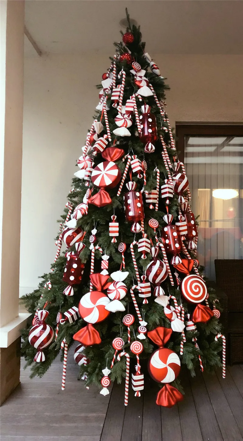 Рождественские украшения сцена макет подарок украшения кулон украшения DIY большие конфеты 55 см покрытие красный сахар