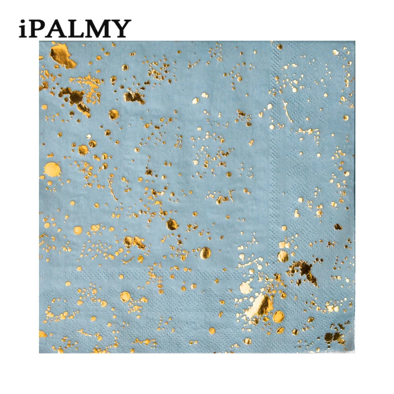 Ipalmay цвета: золотистый, синий с шестигранной головкой чернила в полоску вечерние Бумага одноразовая посуда Бумага чашки тарелки салфетки для дня рождения Свадебная вечеринка