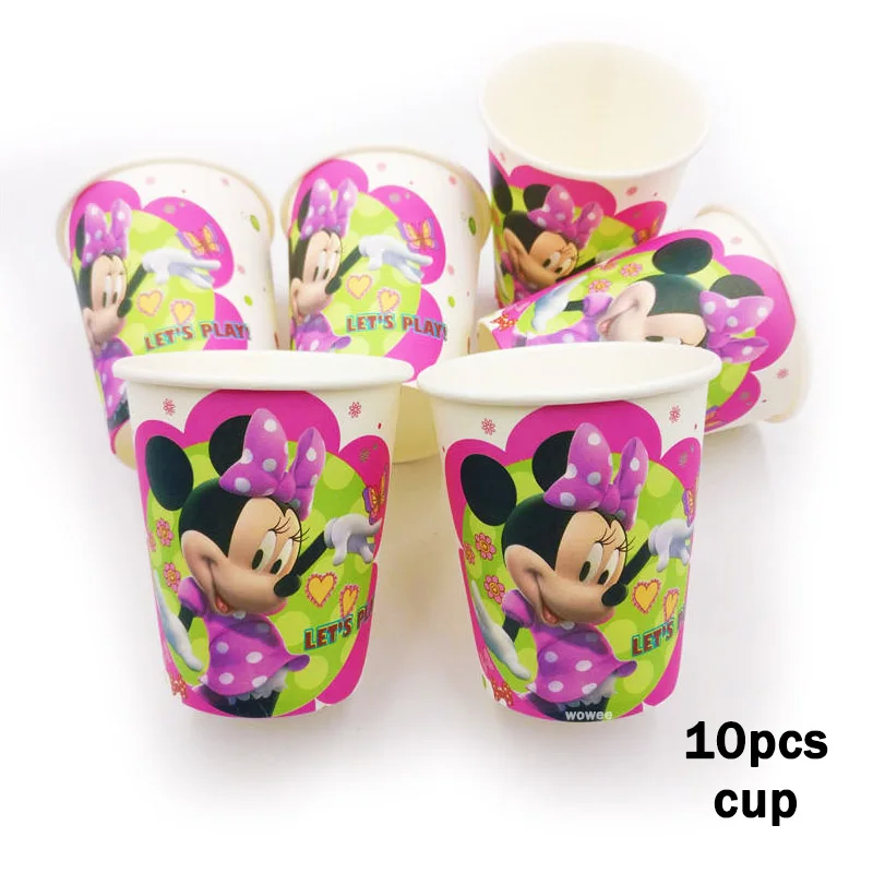 10Paper Cup 10 шт./пакет Минни вечерние поставки питьевые Соломки с мультипликационным принтом на день рождения украшения Baby Shower тема праздничные сувениры детские штаны для мальчиков и девочек - Цвет: 10Paper Cup