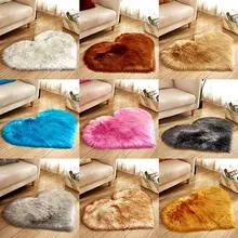 Мягкий коврик из искусственной овечьей шерсти для детской комнаты, спальни, длинный пушистый ковер, голубой, белый, розовый, мохнатый ковер, меховые коврики в форме сердца