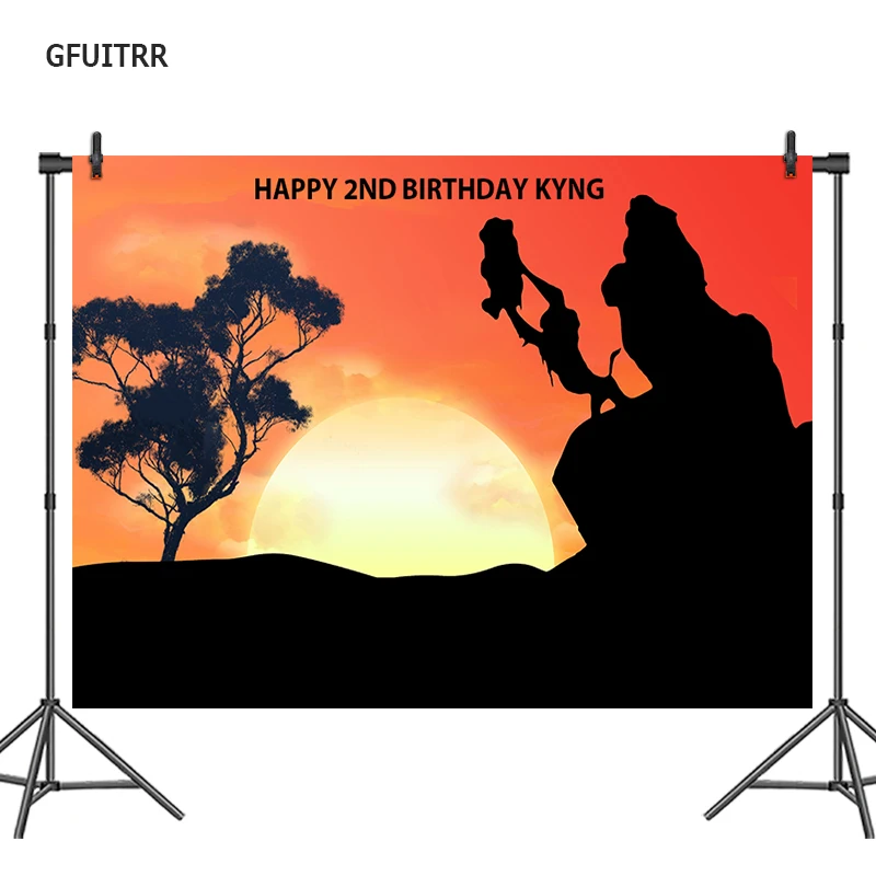 

GFUITRR Lion King Photography Backdrop Baby Shower Kids Birthday Sunset Photo Background Vinyl Photo Booth Props