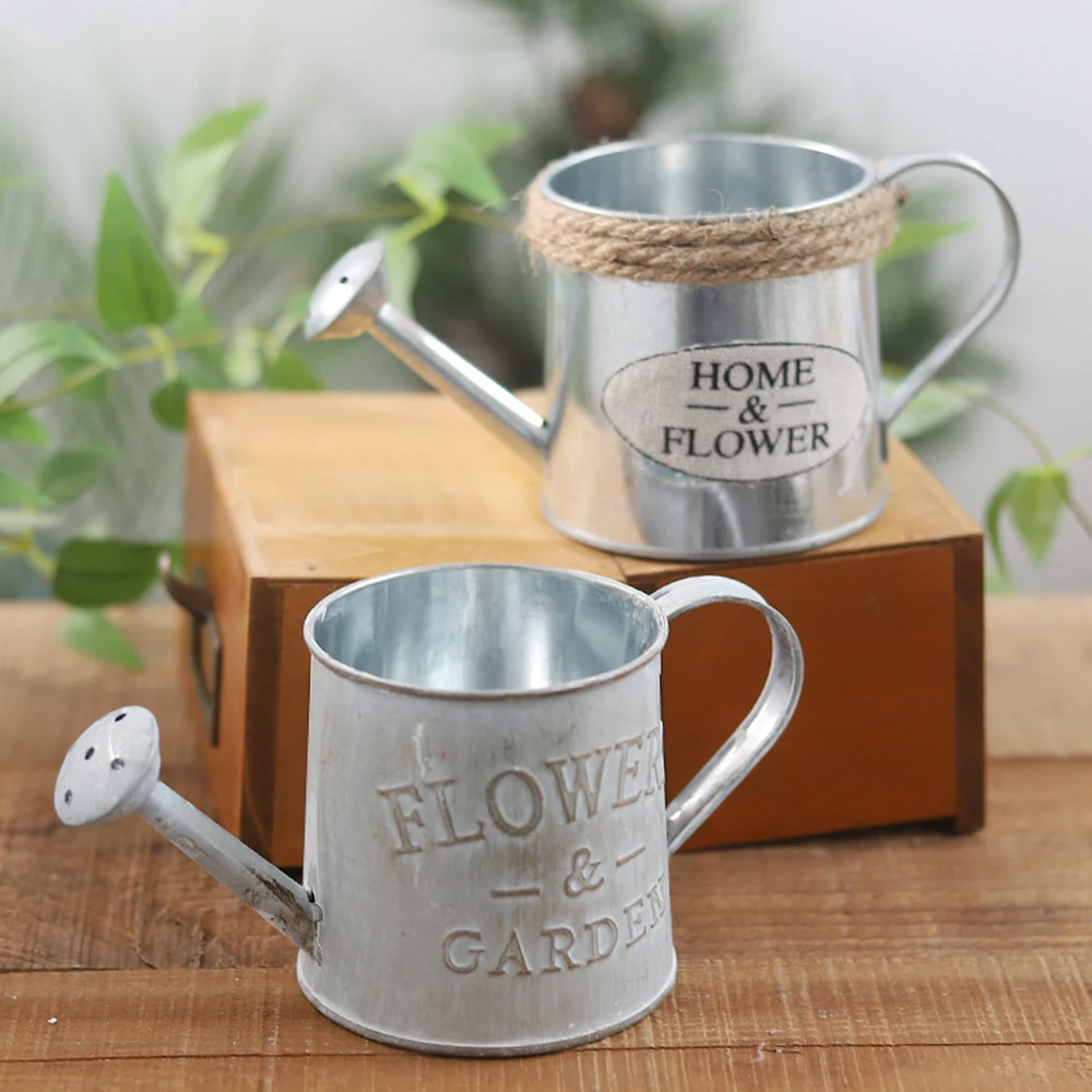 Винтажное металлическое ведро для разбрызгивания цветов ручной работы