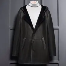 Новинка, фабричная мужская куртка Blacke с капюшоном, Повседневная Длинная стильная куртка из натуральной овчины, шерстяная Меховая куртка для холодной зимы, Русские Пальто