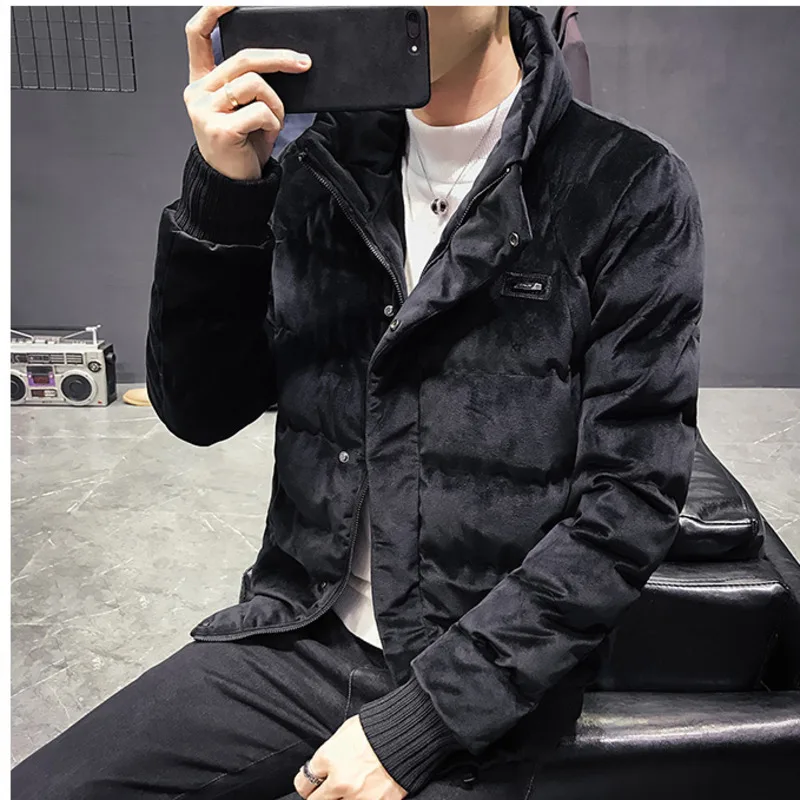 Autumn And Winter Thickening New Loose Trend Solid Color Men's Street BreadServiceGoldVelvetStandCollar Casual Leather Coat