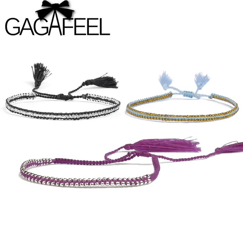 GAGAFEEL, ручная работа, браслеты в стиле бохо, красочное плетение, веревка, цепочка с бусинами, очаровательные браслеты, модный стиль, подарок для друзей