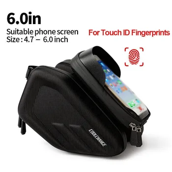 

For 6-6.2 Inch Phone COOLCHANGE Bicycle Tube Bag Fingerprint Waterproof Bike Hard Shell Phone Pack Parts Practical Bike tools