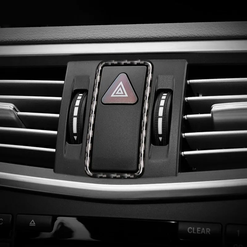 Carbon-Fiber-Warning-Lamp-Button-Frame-Decoration-Cover-Trim-For-Mercedes-Benz-W204-W212-GLK260-C