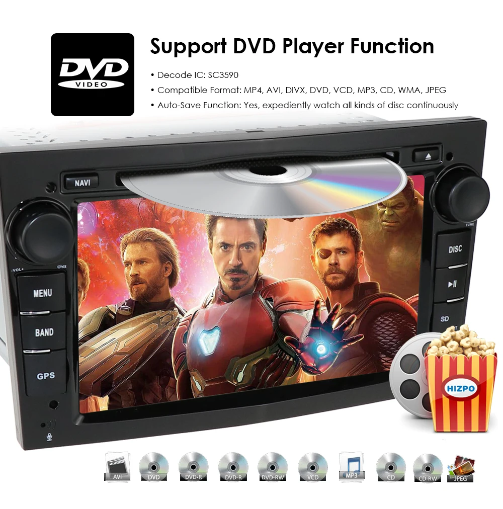 Sale Hizpo 4GB+64GB Octa 8 Core Android 9.0 2 DIN Car DVD Player For Opel Astra H Vectra Corsa Zafira B C G car GPS Radio stereo WIFI 4
