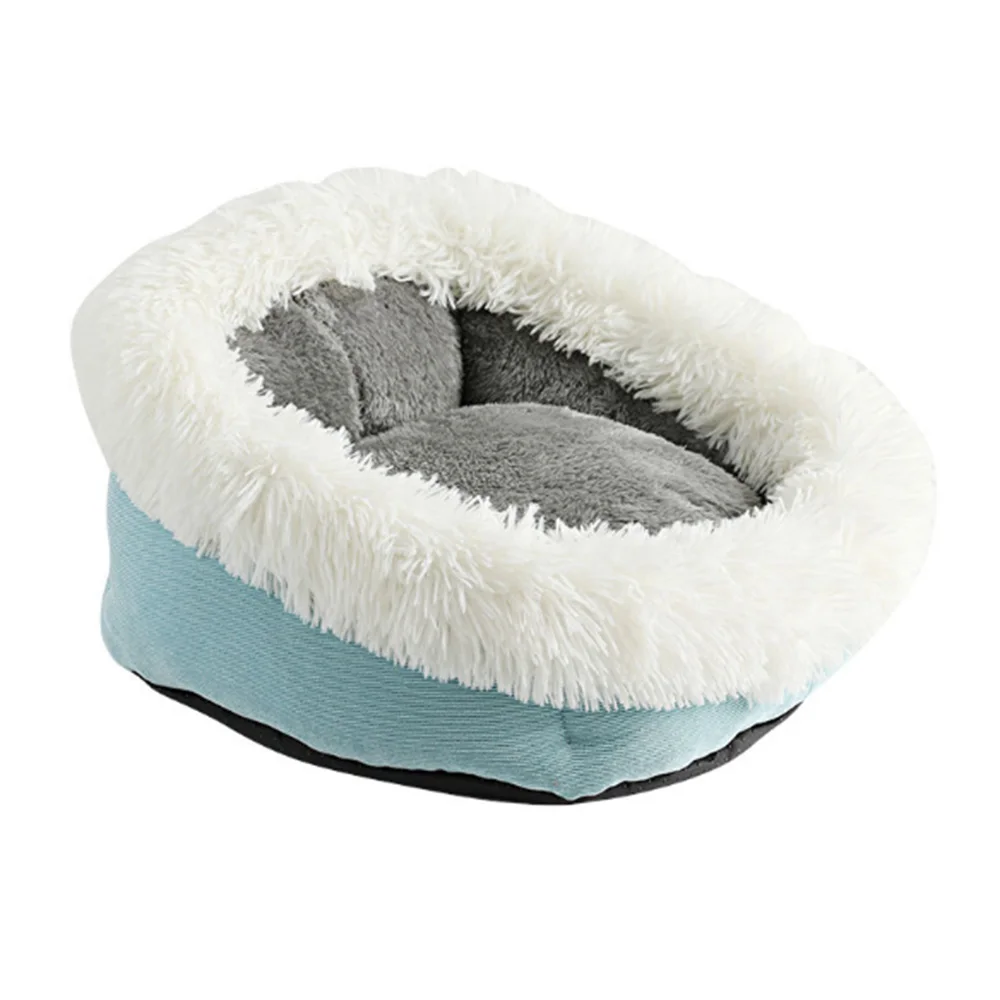 Blue Winter Super Warm Cute Pet Cat Bed Dog House Puppy Kennel Shelter Sleeping Bed Nest Soft - Color: Blue