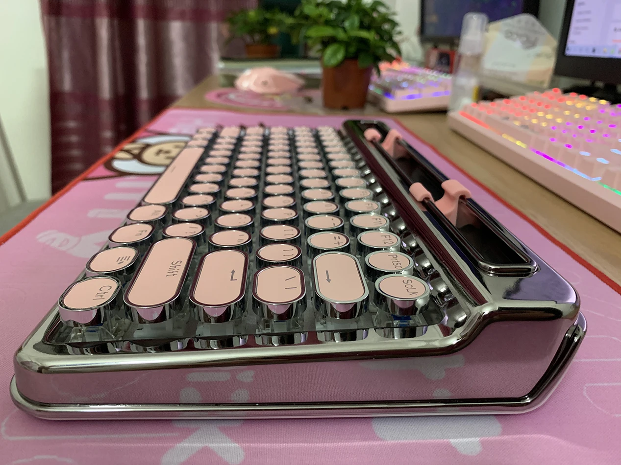 Retro Typewriter Pink Mechanical Keyboard Punk Keycap Phone Tablet Mac