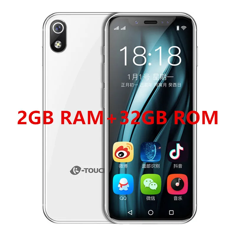 K-touch I9 мобильный телефон 3," MTK6739 Quand Cord Android 8,1 2 Гб ОЗУ+ 16 Гб/32 Гб ПЗУ gps карманный мини роскошный мобильный телефон - Цвет: 32GB ROM White