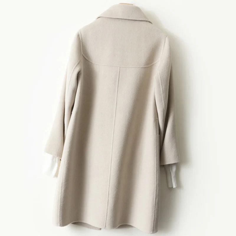 Autumn Winter Women Double-faced Wool Coat High quality Doll collar Single-breasted Long Overcoat Female Slim Wool Blends Jacket