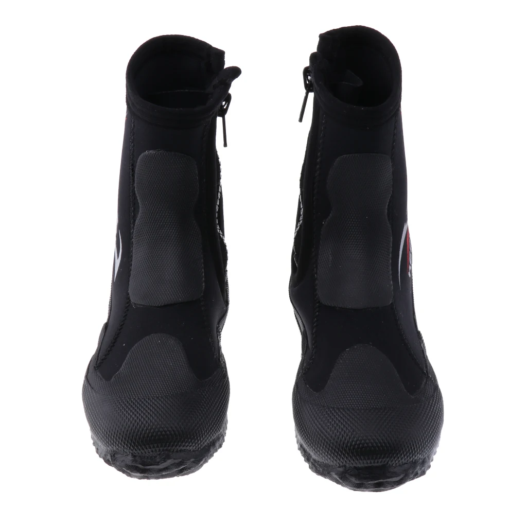 5mm Super Stretch Zipper Hard Sole Scuba Dive Water Sports Surfing Snorkeling Booties Wetsuit Boots Black XS -3XL 