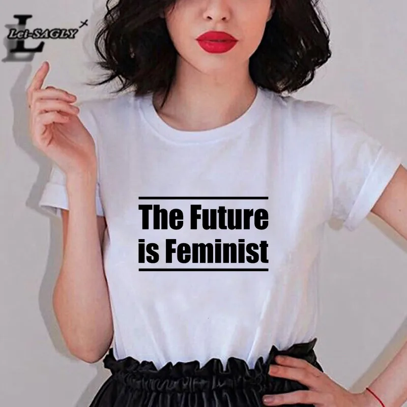 Lei SAGLY девушка Pow женская футболка будущее Feminist женский короткий рукав Харадзюку Графический футболки Ulzzang Винтаж уличная