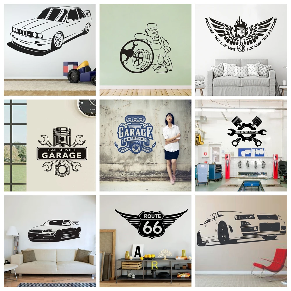 Garage Repair Car Wall Sticker Modern Fashion Vinyl Stickers Auto Repair Service Tool Machine Wall Decal Shop Decor Exquisite wall stickers self adhesive wall stickers vinyl stickers vinyl wall stickers self adhesive stickers car stickers