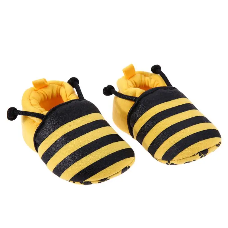 Casual Shoes Cute Cartoon Yellow Bee Pattern Newborn Baby Infant Shoes Elastic Band Soft First Walker
