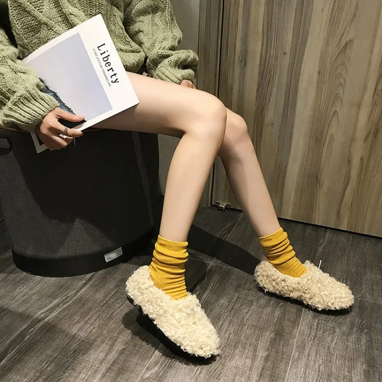 Zapatos de muje/Модная женская обувь на меху; зимняя хлопковая обувь на плоской подошве; женские мягкие удобные лоферы без шнуровки с плюшевой подкладкой; Warmr Y18-04