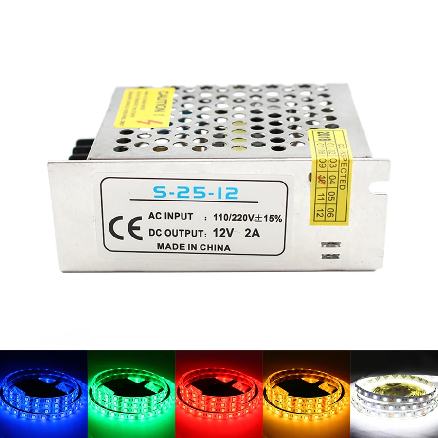 12V 2A источник питания импульсный 12V2A24W Светодиодный источник питания с 2835 5 м не водонепроницаемый светодиодный ленточный светодиодный трансформатор