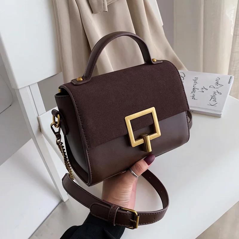 

Fashion women's bag 2020 new frosted lock small square bag selling ladies chain portable shoulder bag