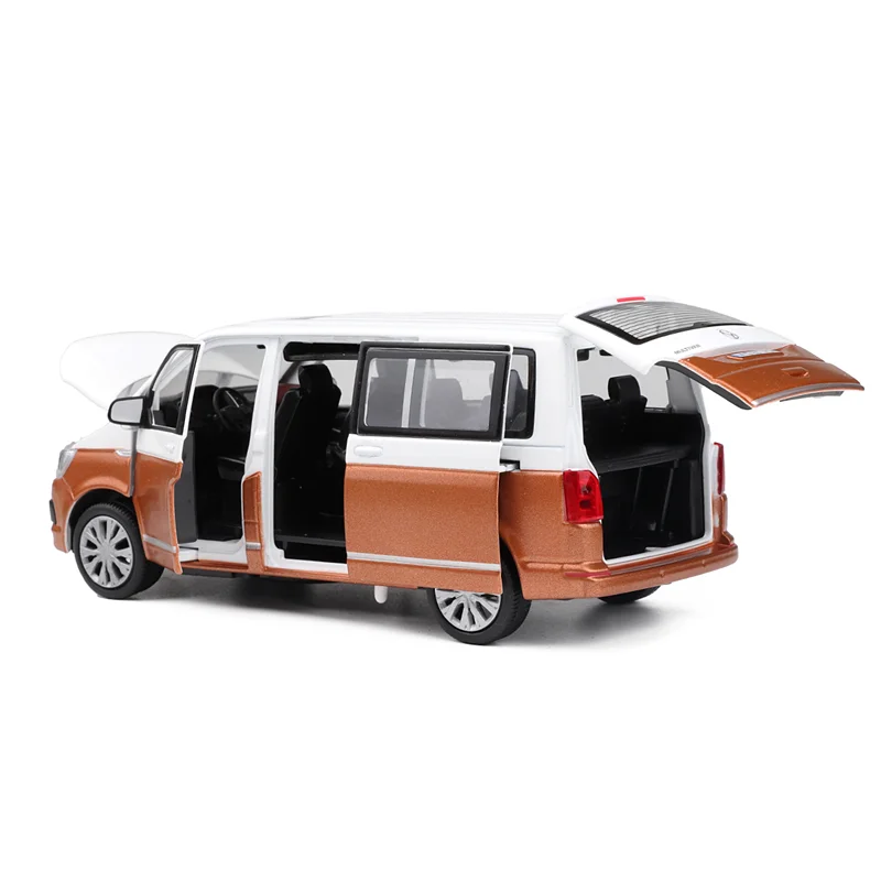 Новинка, 4 цвета, модель 1/32 T6 Van Diecast, автомобильный автобус, MPV, светильник, звук, подарки для мальчиков девочек, коллекция игрушек