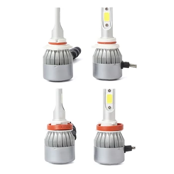 

2Pair New C6 LED Car Headlight Kit COB White Light Bulbs 36W 7600LM 9005 & H11