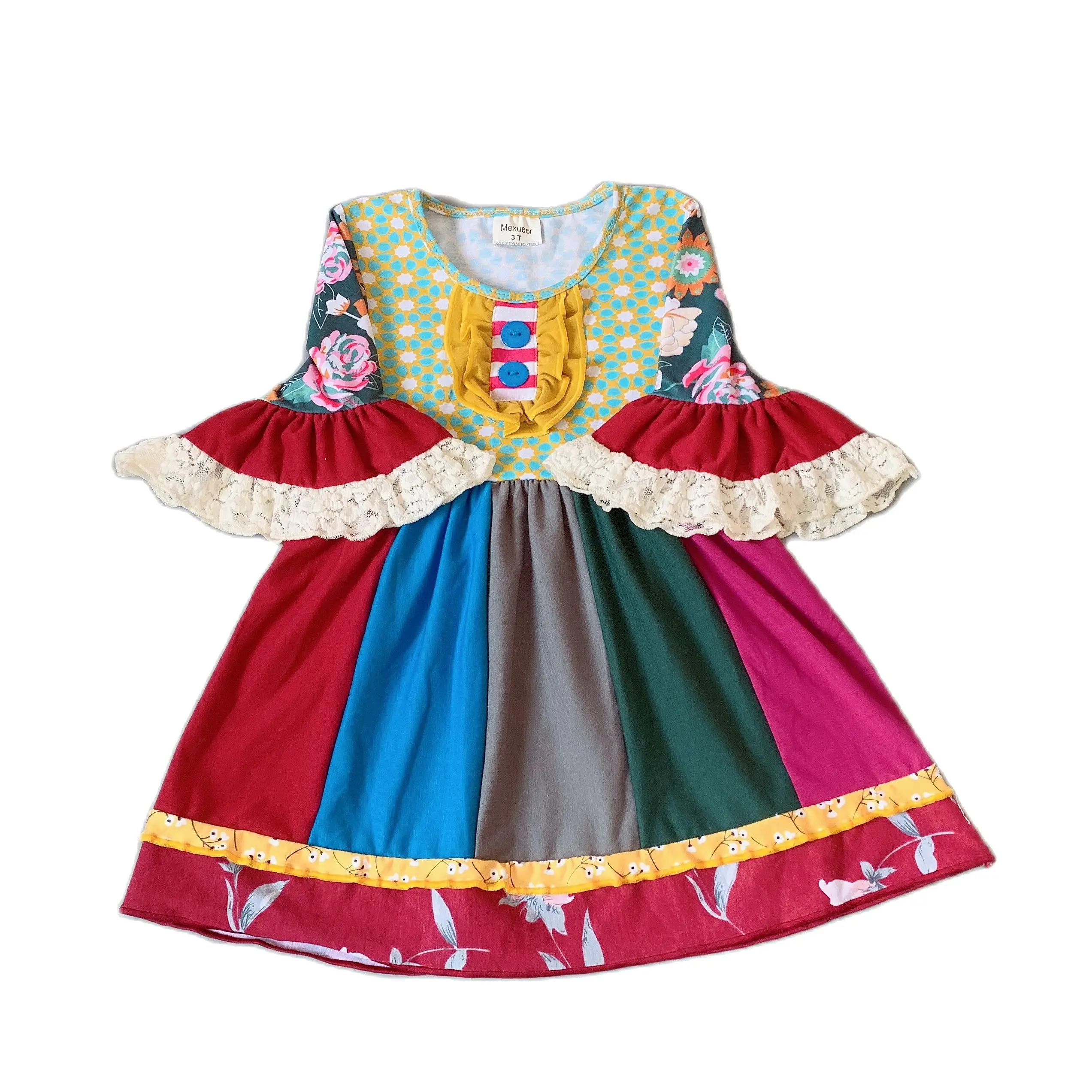 Детское кружевное платье с коротким рукавом в полоску | Детская одежда и обувь