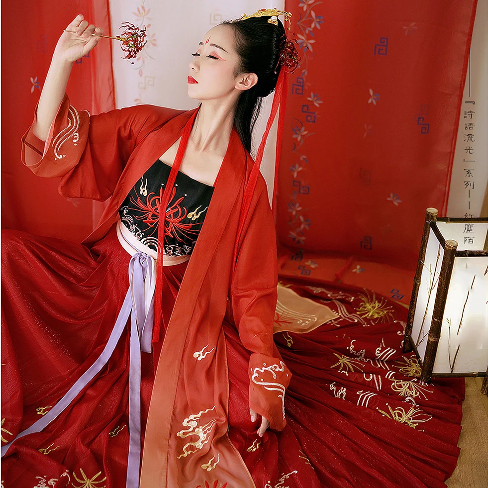 Hanfu императорская принцесса китайский костюм Женский сказочный костюм одежда красный Hanfu наряд платье для выступлений на сцене древнекитайская одежда SL1401