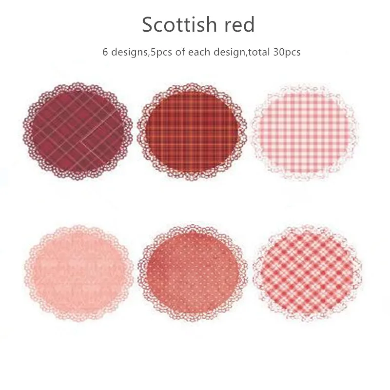 Scottish Red 30 шт./упак. кружева серии Kawaii милые фон дневник-блокнот для заметок стационарный хлопья Скрап декоративной бумаги для заметок на клейкой основе наклейка для решетки - Цвет: Scottish Red