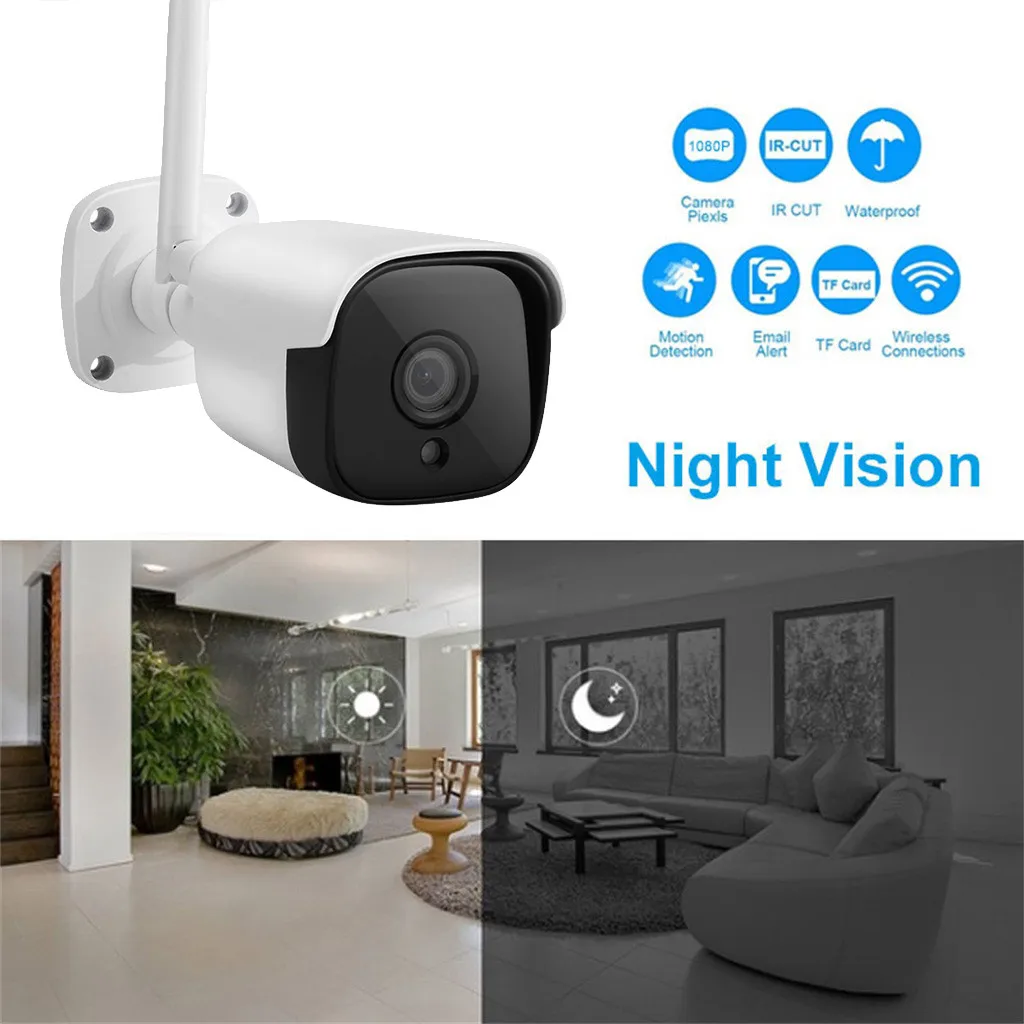 Wi-Fi 1080P HD Водонепроницаемый безопасности SD карта IP Камера ИК Ночное видение 2-полосная аудио камера с детектором движения 25
