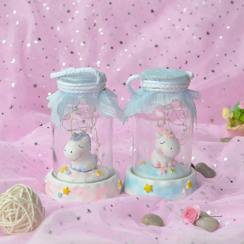 

LED Unicorn Wishing Bottle Night Light Lucky Bottles Desktop Girl Heart Dream Decoration Kids Light Fairy Christmas Birthday Gif