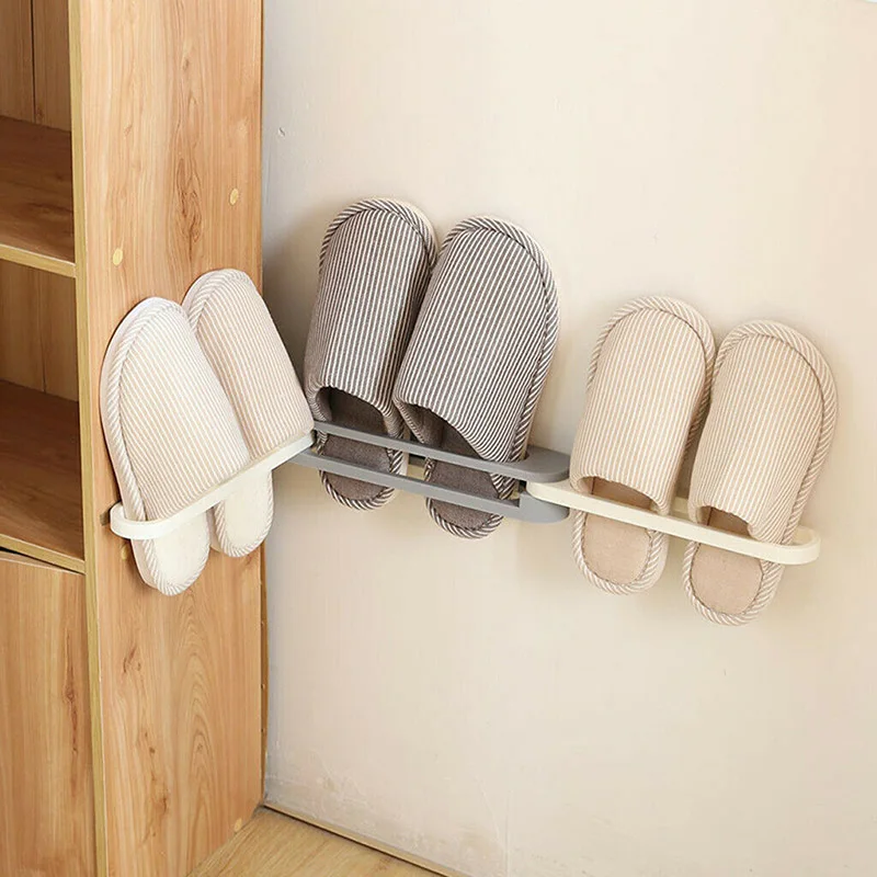 

Folding Slippers Frame without Stickers Wall-mounted Slippers Shelf Home _WK