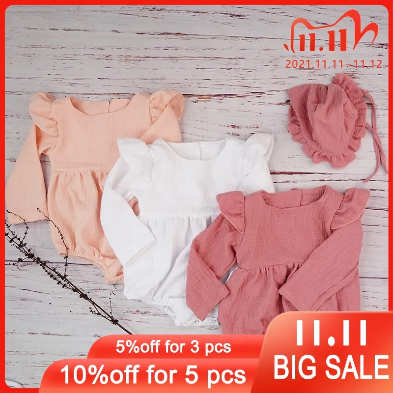 Хлопковый осенний детский комбинезон новинка 2019 модные двойные газовые