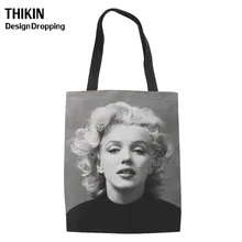Тикин Мэрилин Монро печатных дамы моды путешествия шоппер Сумка Дамы многоразовые хозяйственные сумки для продуктов Сумки Sac Cabas Femme
