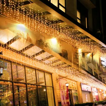 

5M Waterproof Outdoor Christmas Light Droop 0.4-0.6m Led Curtain Icicle String Lights Garden Mall Eaves Decorative Lights
