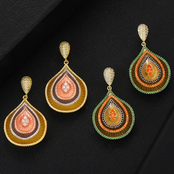 

GODKI 2020 Waterdrop Charms Statement Dangle Earrings for Women Wedding Fashion Cubic Zirconia Korean Dubai Bridal Earring Gifts