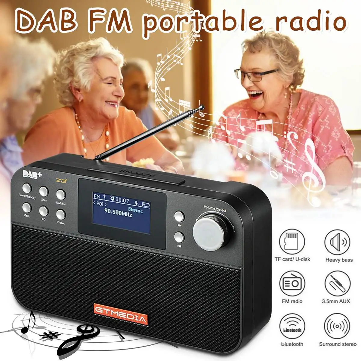 

Multi-Language bluetooth Time Backup 2.4 inch LCD Black and White Display Sensitive Digitals Receiver Stereo Radio Outdoor Porta