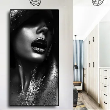 

Black Sexy Beauty Women Oil Painting on Canvas Scandinavian Posters and Prints Cuadros Wall Art Picture for Living Room Decor