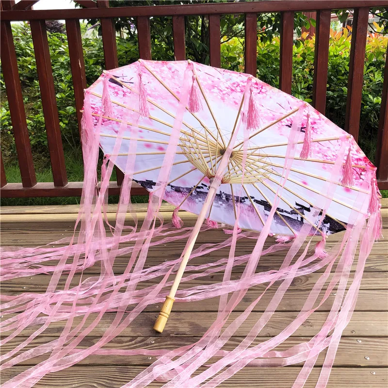 Hanfu Oiled paper Umbrella rain women фотография Prop непромокаемая лента античные кисточки зонтик вентилятор paraguas зонтик