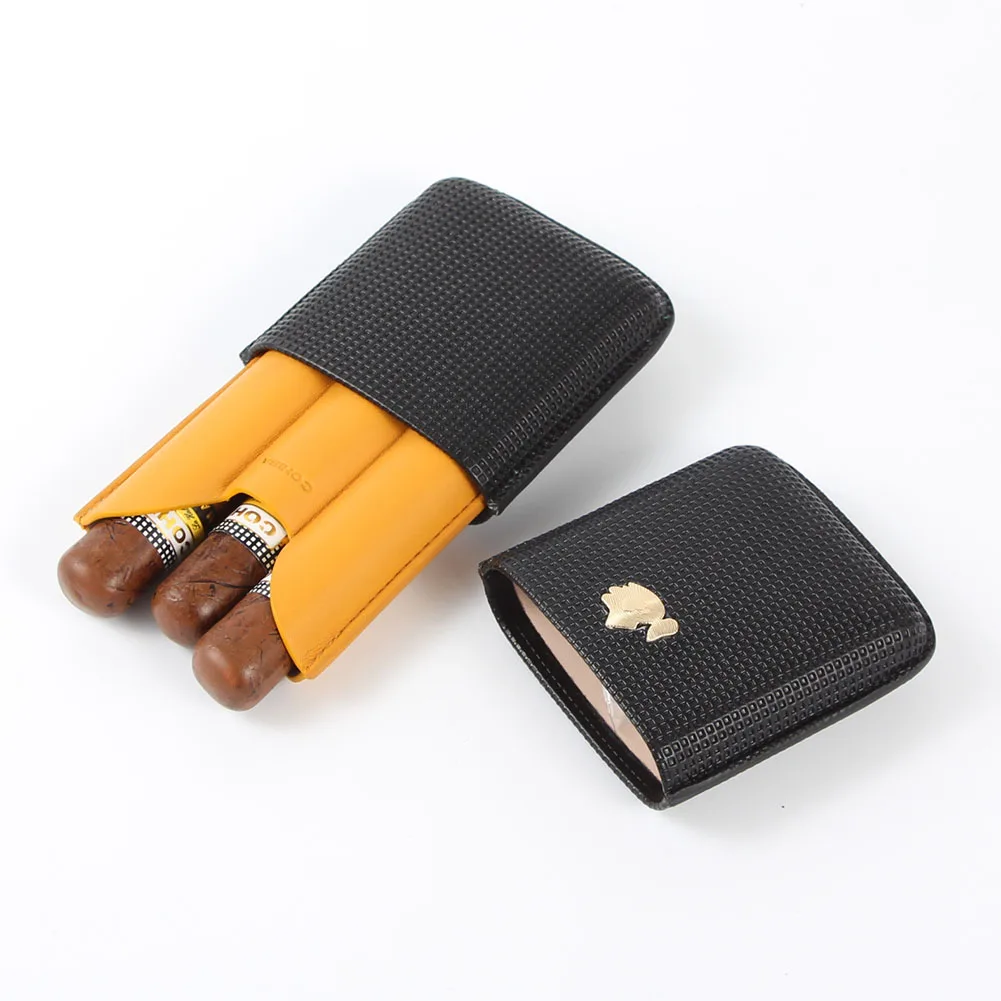  COHIBA Cigar Leather Case Outdoor Humidor Box Portable Travel Cigars Humidors Fit 3 Cuban Cigars Ho