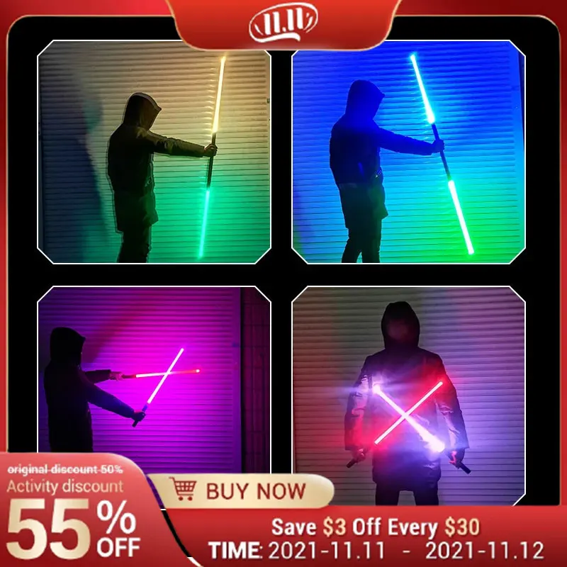 Laser Lightsaber Darth Vaders Sword Cosplay Bow Toy Double Light Stick Saber RGB Flashing Toys Adult Boy Girl Gifts | Игрушки и хобби