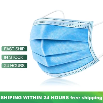 

3ply 50pcs 100pcs Meltblown Anti Pollution Disposable Laye Hygiene Face Dust Fabric Mask masque Facemask Mouth Cap Filter 50 pcs