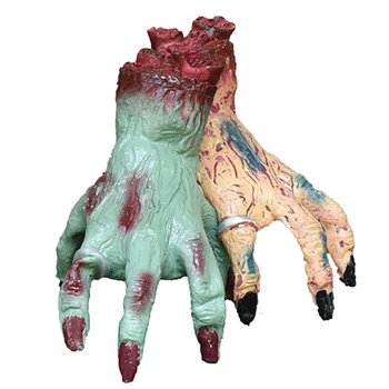 

2Pcs Halloween Scary Cut Off Bloody Hands Horror Props Running Hand Realistic Broken Exposed Bone Hands Halloween Decor